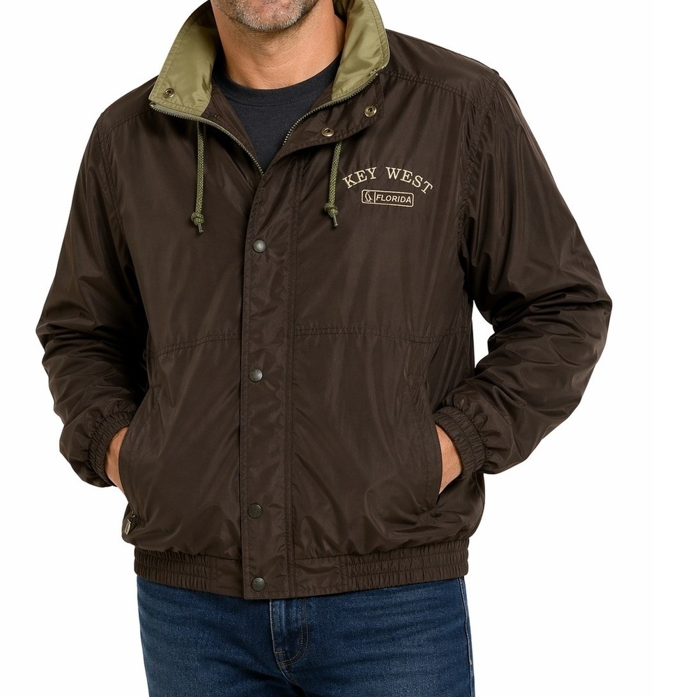 BASIX Men Windbreaker Jacket Brown M Lightweight‎ Full Zip Casual Outdoor Coat